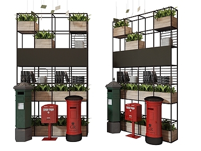工业风铁艺装饰花架 邮筒 信报箱