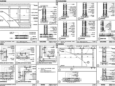 室内隔墙做法剖面节点 轻钢龙骨隔墙 钢架隔墙 砌块隔墙 玻璃隔墙 水泥板隔墙 墙面节点