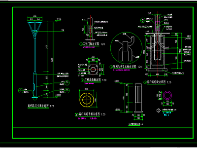 路灯安装节 施工图 施工图 景观小品
