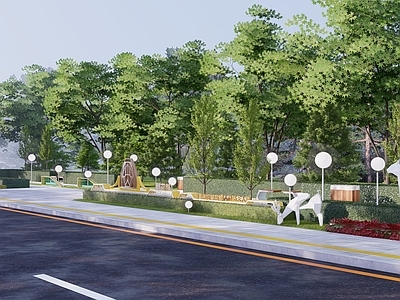 现代街边绿地 口袋公园 艺术雕塑公园 方形广场 小鹿雕塑公园
