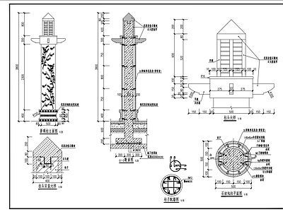 景观柱 施工图 景观小品