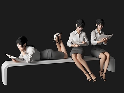 坐姿阅读人物 看书女人