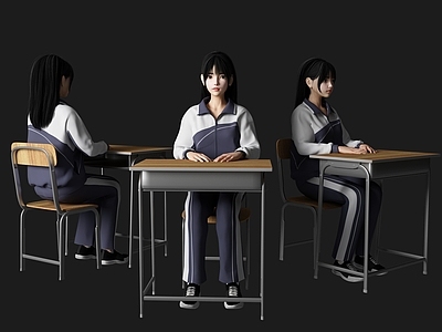 坐姿学生人物 女生