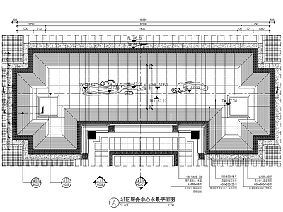 中式住宅大门水景详图 施工图