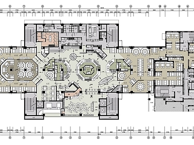 1800㎡自助餐厅CAD施工图 餐饮 自助餐 快餐 西餐 施工图