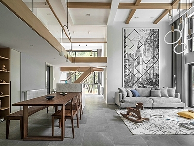 现代简约复式loft公寓 施工图 效果图