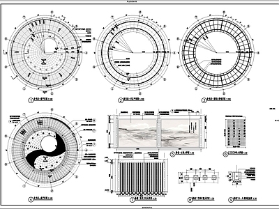 新中式环形邻水廊架 施工图