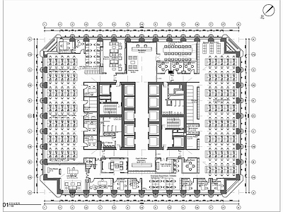1800㎡办公室CAD施工图 办公室 办公区 施工图