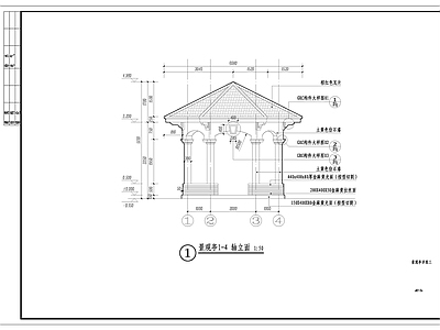 欧式简约居住区景观六角亭施工图