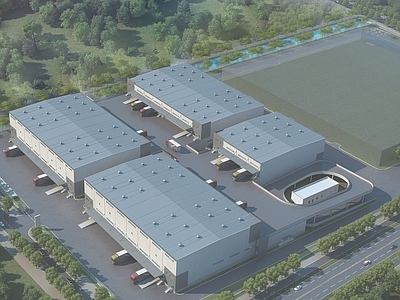 现代简约装备智造园建筑 施工图 效果图 工业建筑