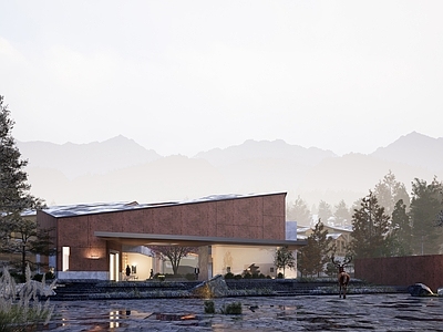 现代乡土夯土艺术中心展览馆建筑