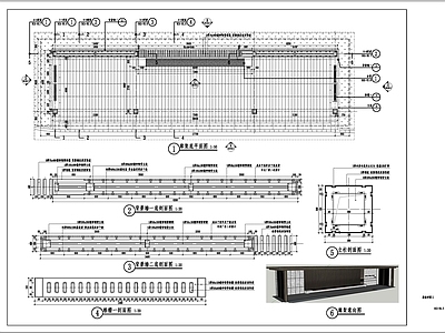 新中式景墙廊架 施工图