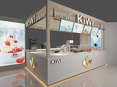 现代奶茶店 备餐区 单层 收银