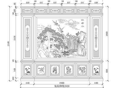中式雕花屏风 施工图 屏风隔断