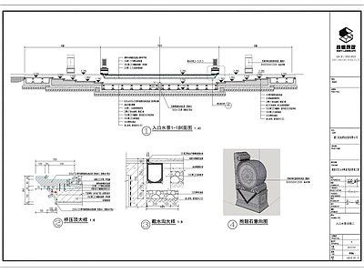 中式售楼部主入口水景 施工图