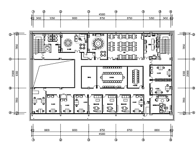 现代风格办公室平面布置 施工图