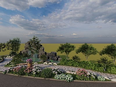 新中式假山口袋公园