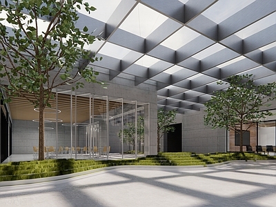 现代办公建筑景观中庭