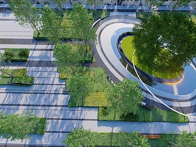 现代市政广场景观 特色树池 艺术装置 林下空间 市政转角 口袋公园