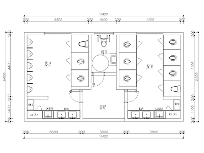 公共卫生间平面及顶面造型方案 施工图