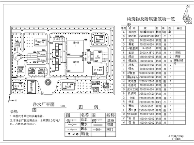 8万5吨每天净水厂平面图高程图布置图 施工图