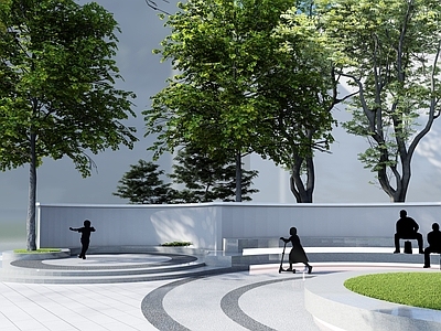 现代广场景观 街角公园 圆形 东少爷南广场社区公园
