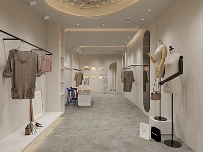 现代服装店 女装店 服装 中岛 鞋包