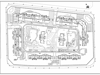 现代简约现代居住区方案平面 施工图