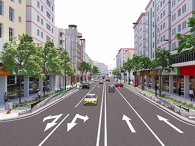 现代市政道路 城市街道 城中村街道 街道建筑 道路基础设施 人行道