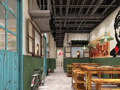 工业风火锅店 火锅店调料区 办公室