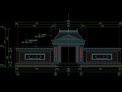 欧式入口亭廊组合详图 施工图 景观小品