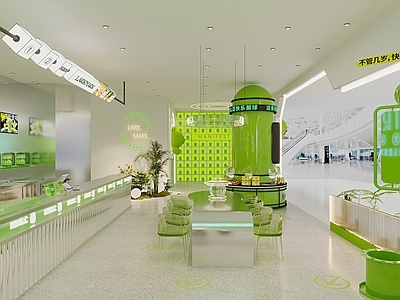 现代奶茶店 备餐区 单层 收银 奶茶店