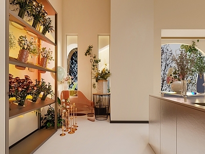 现代花店 收银台 花瓶