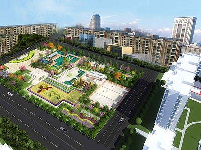 现代广场景观 公园 小游园 口袋公园
