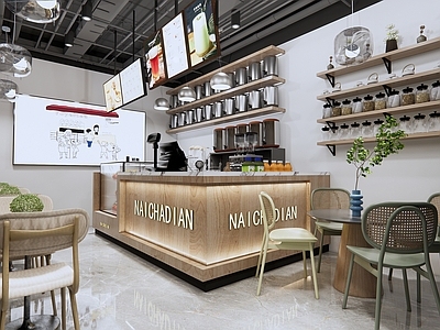 北欧奶茶店 单层 收银