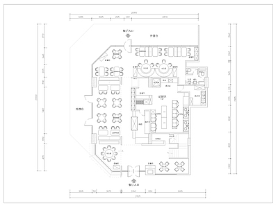 中式湘菜馆CAD平面布置图 施工图
