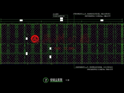 现代钢架钢网绿化围墙详图 施工图 墙面节点