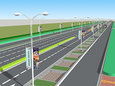 现代道路景观 市政绿化 绿化带景观