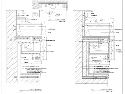 卫生间台盆钢架剖面大样图 施工图