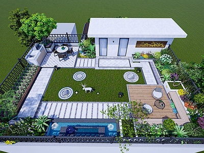 新中式屋顶花园 水景