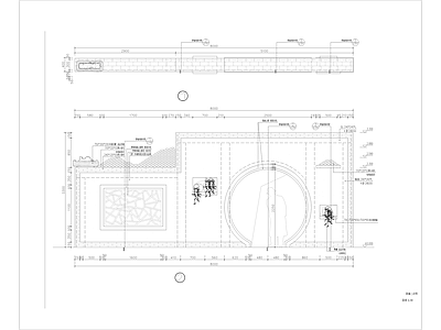 中式特色景墙 施工图