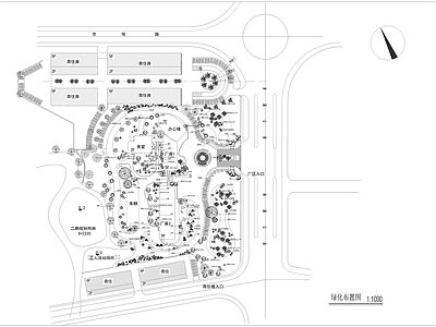 某厂房景观绿化设计图 施工图 工业园区景观 产业园景观