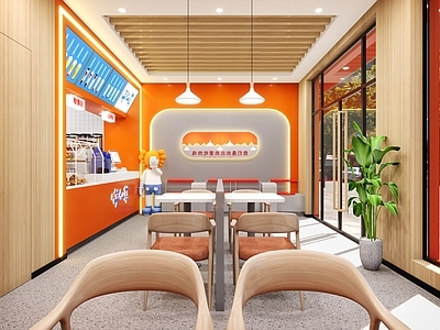 现代奶茶店 备餐区 单层 收银