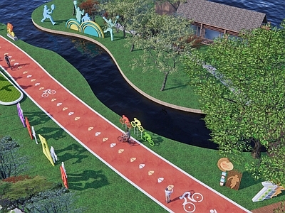 现代运动公园景观 健身绿道 运动雕塑 健康游步道 骑行绿道 生态骑行道