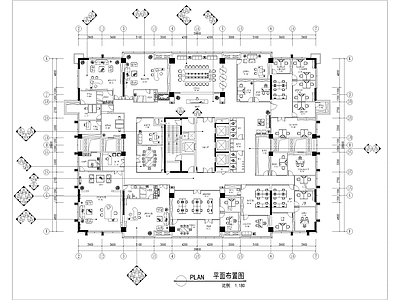 大厦办公室装饰平面 施工图
