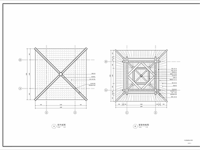 中式景观四角亭节点详图