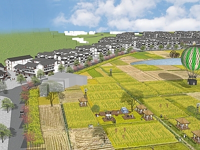 新中式美丽乡村 稻田景观 秋收