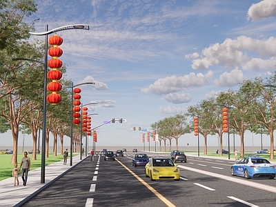 现代市政道路 景观