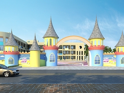 现代幼儿园大门 学校 学校入口