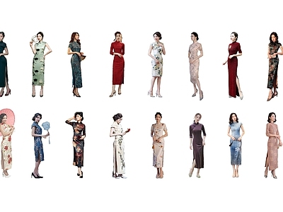 2D古风旗袍人物美女女人